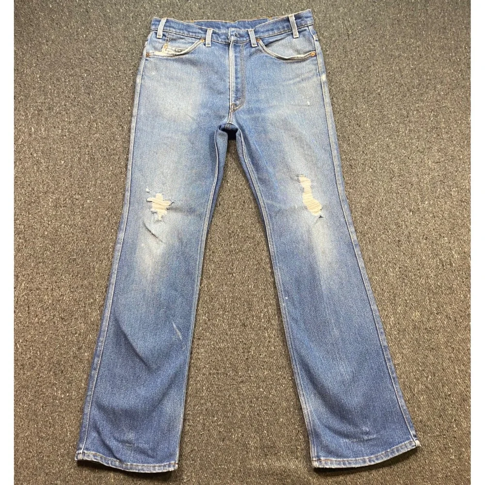 Levi Strauss Jeans Sz 32 Mens Blue Grunge Distressed Skater Straight Leg Vintage